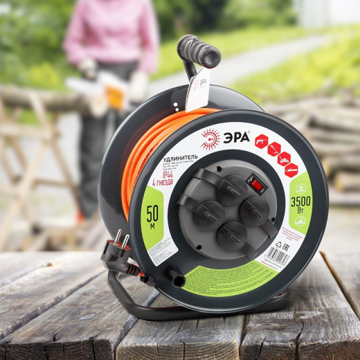 Удлинитель Эра  RMx-4es-3x1.5-50m-IP44