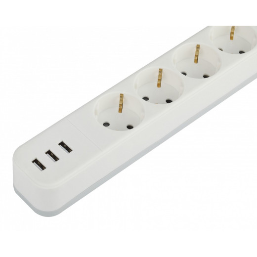 Удлинитель с выключателем Эра  USF-4es-1,5m-3xUSBA-W