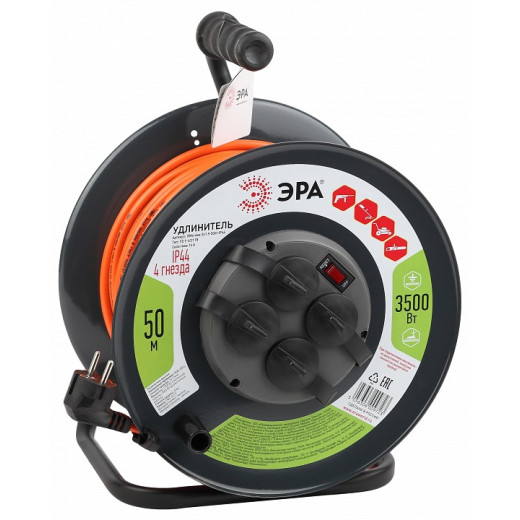 Удлинитель Эра  RMx-4es-3x1.5-50m-IP44