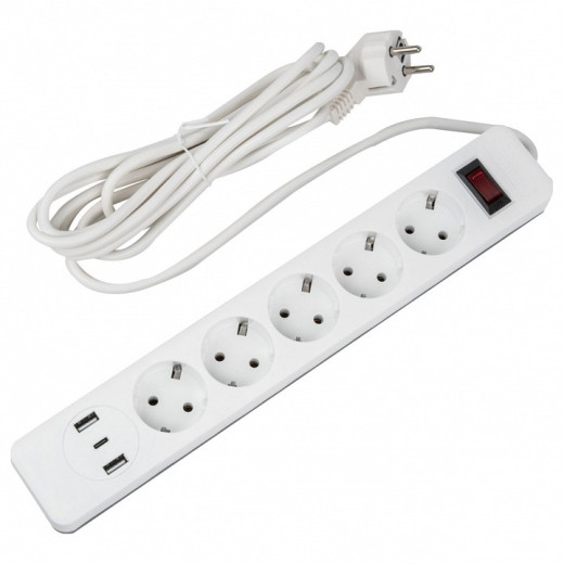 Сетевой фильтр Uniel S-GSR5-3 U2C1 WHITE/GREY UL-00012109