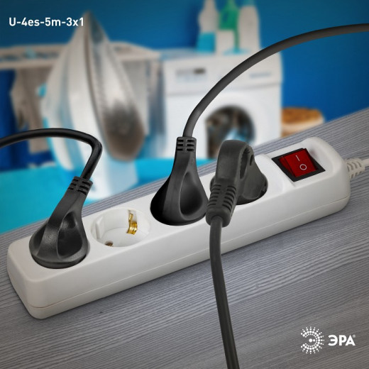 Удлинитель с выключателем Эра  U-4es-5m-3x1