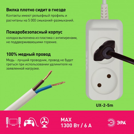 Удлинитель Эра  UX-2-5m