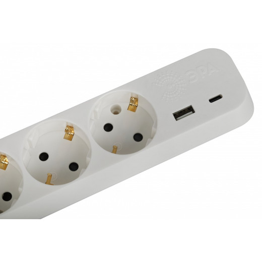 Удлинитель с выключателем Эра  UB-3es-3m-USB