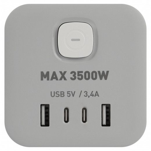 Удлинитель с выключателем Эра  CUBE-3es-1,5m-4USB-W