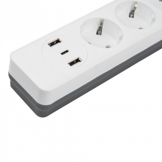 Сетевой фильтр Uniel S-GSR4-3 U2C1 WHITE/GREY UL-00012108