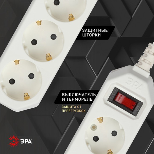 Удлинитель с выключателем Эра  USF-M-4es-1.5m-W