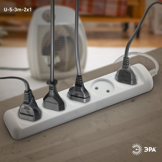 Удлинитель Эра  U-5-3m-2x1