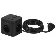Удлинитель с выключателем Эра  CUBE-3es-1,5m-4USB-B