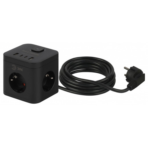 Удлинитель с выключателем Эра  CUBE-3es-1,5m-4USB-B