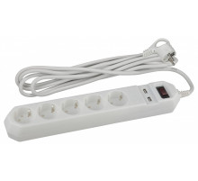 Удлинитель с выключателем Эра  USF-5es-1.5m-USB-W
