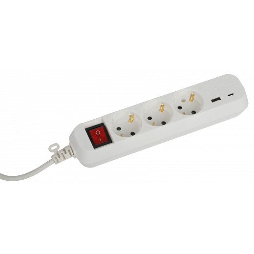 Удлинитель с выключателем Эра  UB-3es-1,5m-USB