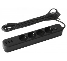 Удлинитель с выключателем Эра  USF-4es-3m-3xUSBA-B