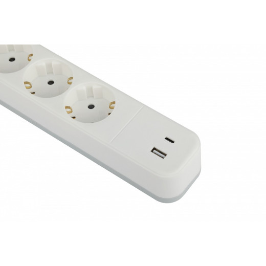 Удлинитель с выключателем Эра  USF-4es-1,5m-2xUSBAC-W