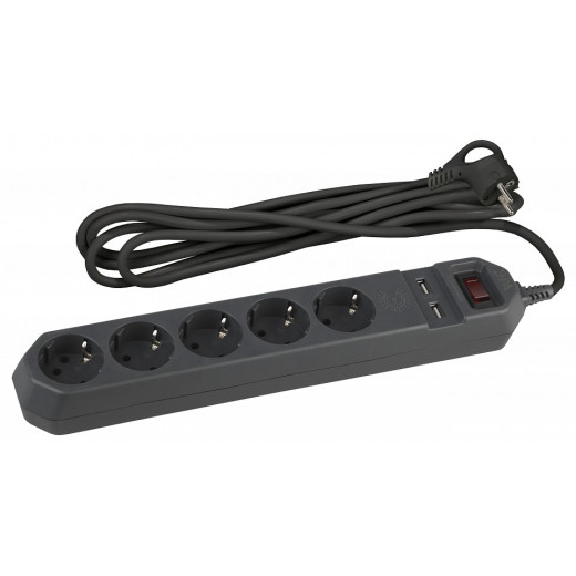 Удлинитель с выключателем Эра  USF-5es-1.5m-USB-B