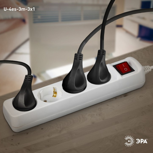 Удлинитель с выключателем Эра  U-4es-3m-3x1