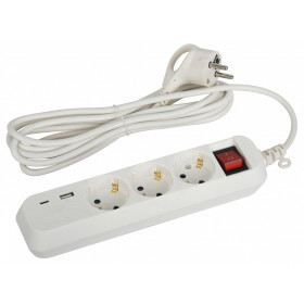 Удлинитель с выключателем Эра  UB-3es-3m-USB