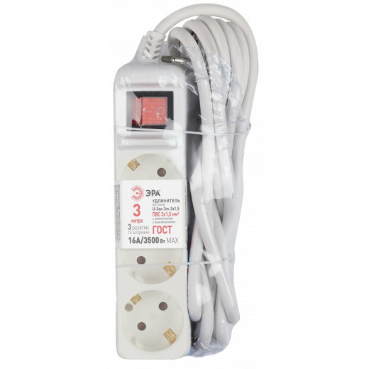 Удлинитель с выключателем Эра  U-3es-3m-3x1,5