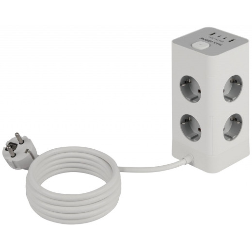 Сетевой фильтр Эра  TWR-8es-1,5m-4USB-W