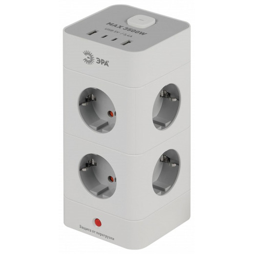 Сетевой фильтр Эра  TWR-8es-1,5m-4USB-W