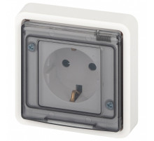 Розетка с заземлением и со шторкой, с крышкой Эра Эра Эксперт 11-2522-01