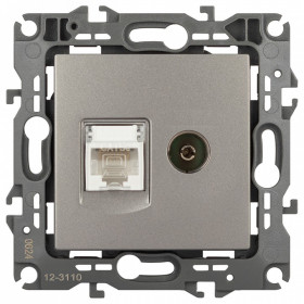 ТВ-розетка и розетка Ethernet RJ-45 без рамки Эра Эра 12 12-3110-16