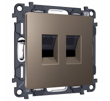 Розетка двойная Ethernet RJ-45 и со шторками, без рамки Ambrella Volt ALFA MA642110