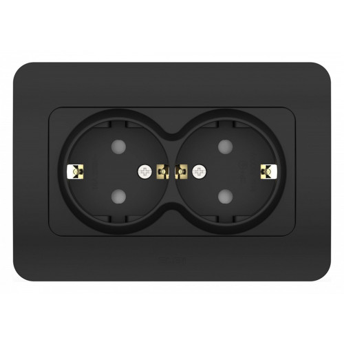 Розетка двойная с заземлением и со шторкой Elbi Eleсtriс Jazz 508-014800-917