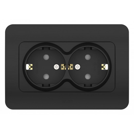 Розетка двойная с заземлением и со шторкой Elbi Eleсtriс Jazz 508-014800-917