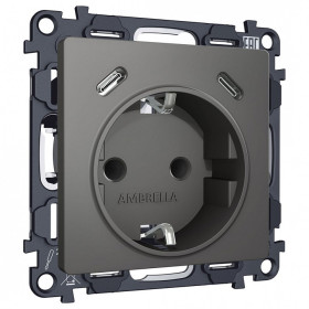 Розетка с заземлением и 2хUSB type C, без рамки Ambrella Volt ALFA MA660510