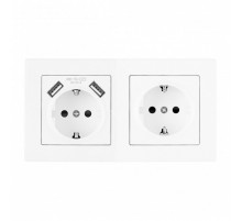Розетка с заземлением и со шторкой и 2хUSB Arte Milano SET06-2 SET06-2-47-1-40-1 white