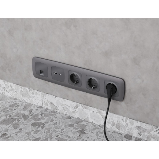 Розетка Ethernet RJ-45 и со шторками, без рамки Ambrella Volt OMEGA MO662005