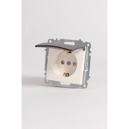 Розетка с заземлением и со шторкой, без рамки с крышкой Elbi Eleсtriс Zena Vega 609-010200-219