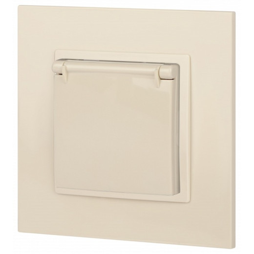 Розетка с заземлением и со шторкой, без рамки с крышкой Эра Эра Elegance 14-2103-02