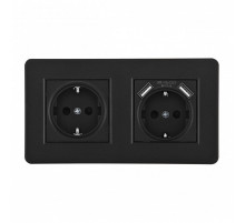 Розетка с заземлением и со шторкой и 2хUSB Arte Milano SET16-2 SET16-2-47-1-40-1 black
