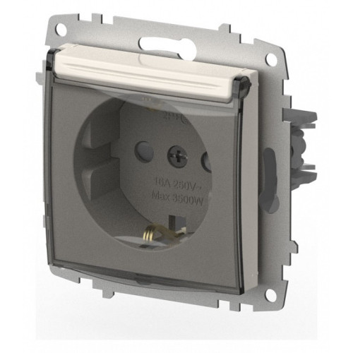 Розетка с заземлением и со шторкой, без рамки с крышкой Elbi Eleсtriс Zena Vega 609-010200-219