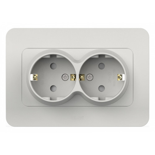 Розетка двойная с заземлением и со шторкой Elbi Eleсtriс Jazz 508-016200-917