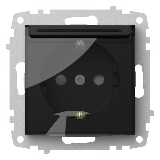 Розетка с заземлением и со шторкой, без рамки с крышкой Elbi Eleсtriс Zena Vega 609-014800-219