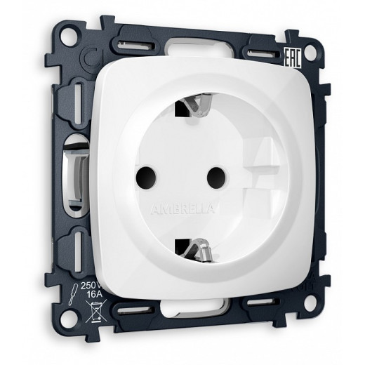 Розетка с заземлением и со шторкой, без рамки Ambrella Volt MO MO107010