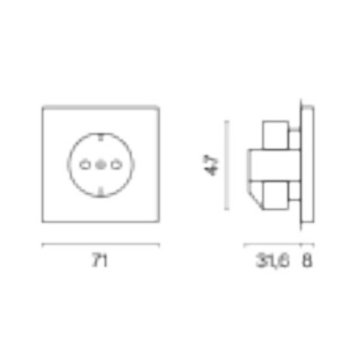 Розетка с заземлением, без рамки Voltum S70 VLS040103