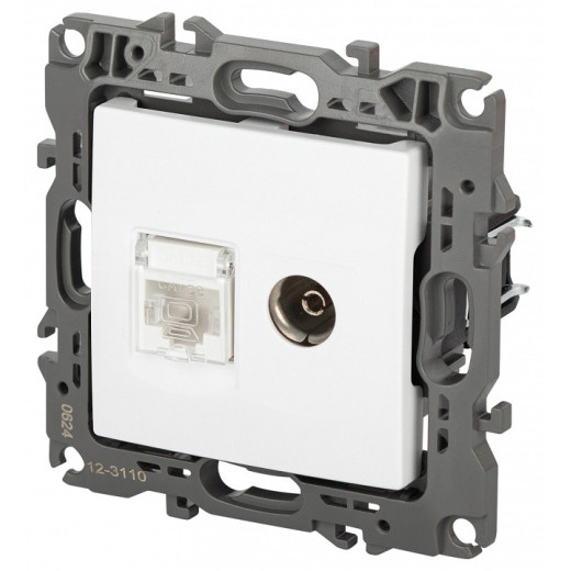 ТВ-розетка и розетка Ethernet RJ-45 без рамки Эра Эра 12 12-3110-01М