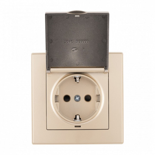 Розетка с заземлением и шторкой, с крышкой Arte Milano SET06-1 SET06-1-41-1 shampan