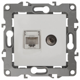 ТВ-розетка и розетка Ethernet RJ-45 без рамки Эра Эра 12 12-3110-01