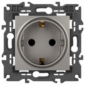Розетка с заземлением и со шторкой, без рамки Эра Эра Elegance 14-2102-16