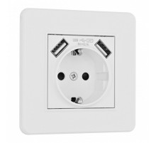 Розетка с заземлением и со шторкой и 2хUSB Arte Milano SET16-1 SET16-1-47-1 white