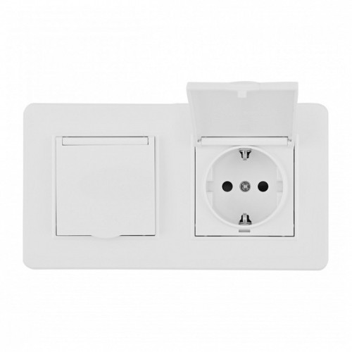Розетка с заземлением и шторкой, с крышкой Arte Milano SET16-2 SET16-2-41-1x2 white