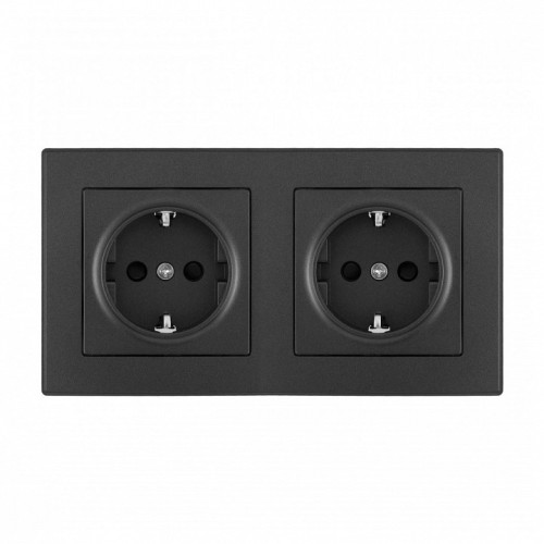 Розетка с заземлением и со шторкой Arte Milano SET06-2 SET06-2-40-1x2 black