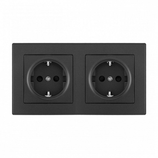 Розетка с заземлением и со шторкой Arte Milano SET06-2 SET06-2-40-1x2 black