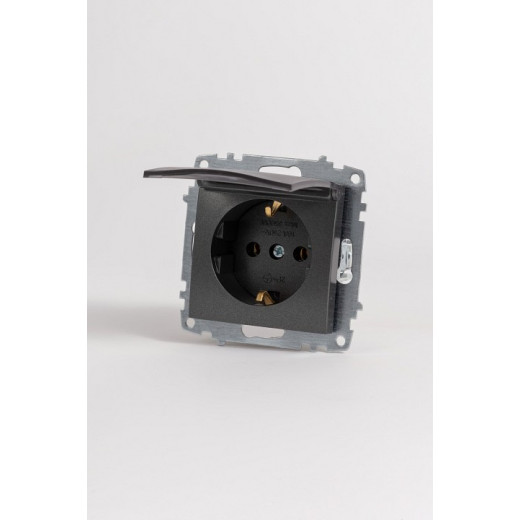 Розетка с заземлением с крышкой, без рамки Elbi Eleсtriс Zena Vega 609-011100-218
