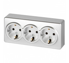 Розетка тройная с заземлением и со шторками Эра Эра Эксперт 11-2208-03