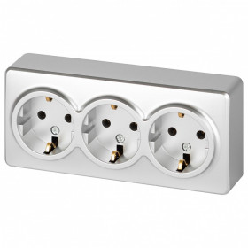 Розетка тройная с заземлением и со шторками Эра Эра Эксперт 11-2208-03